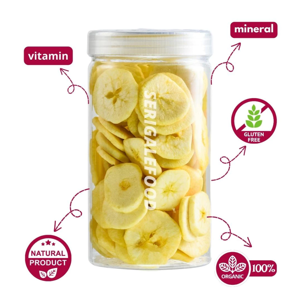 SERIGALE Keripik Buah Apel Manalagi Malang I 1000 ML Toples I Buah Mix Premium I Camilan Diet Sehat - Gambar 2