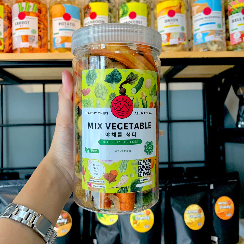 SERIGALE Keripik Sayur Mix Soup I Kemasan 1000 ML I Kentang Wortel Jamur Buncis I Sehat Premium - Gambar 4