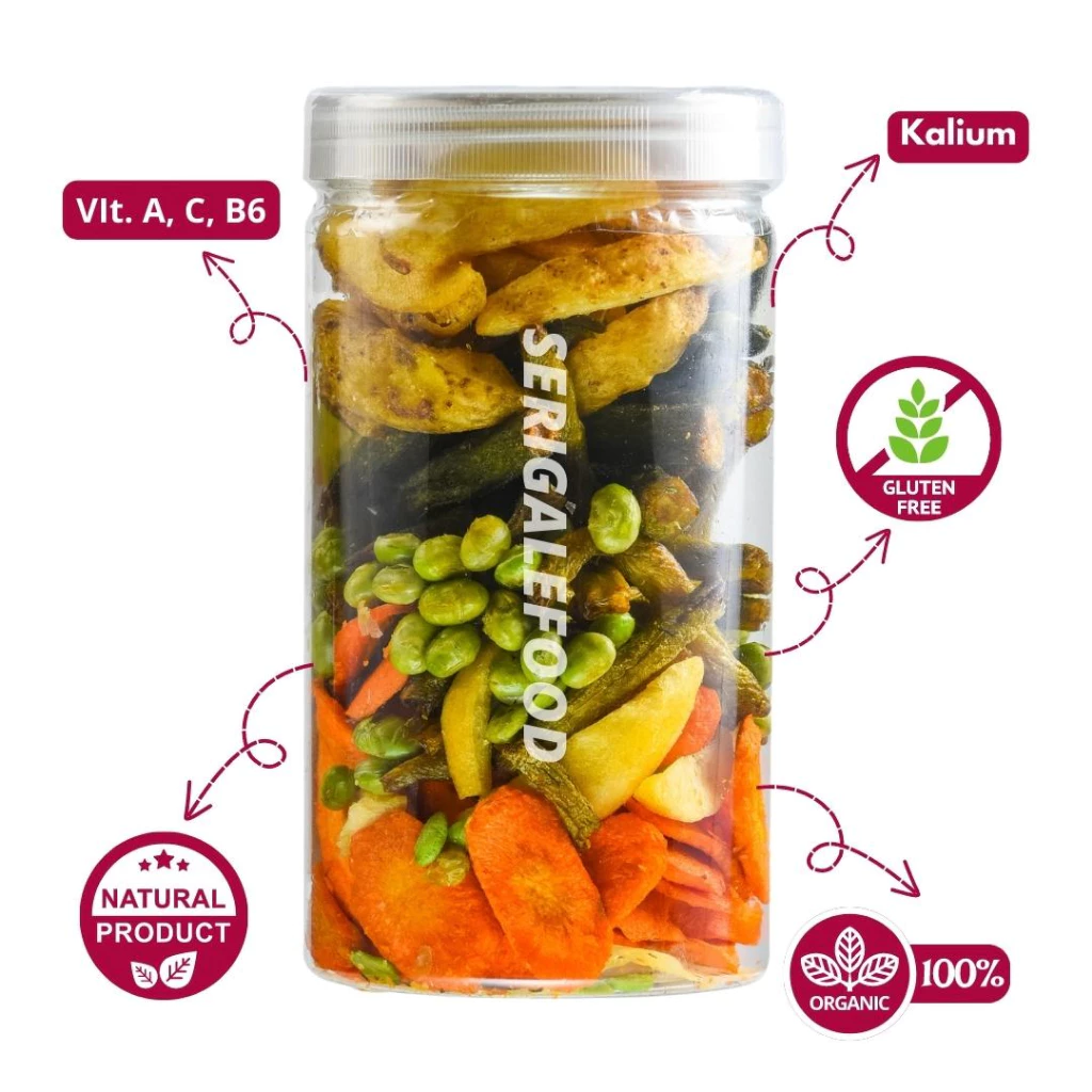 SERIGALE Keripik Mix Buah Mix Sayur Kemasan Pouch Zipplock 150 Gr I Keripik Mix Diet Sehat - Gambar 3