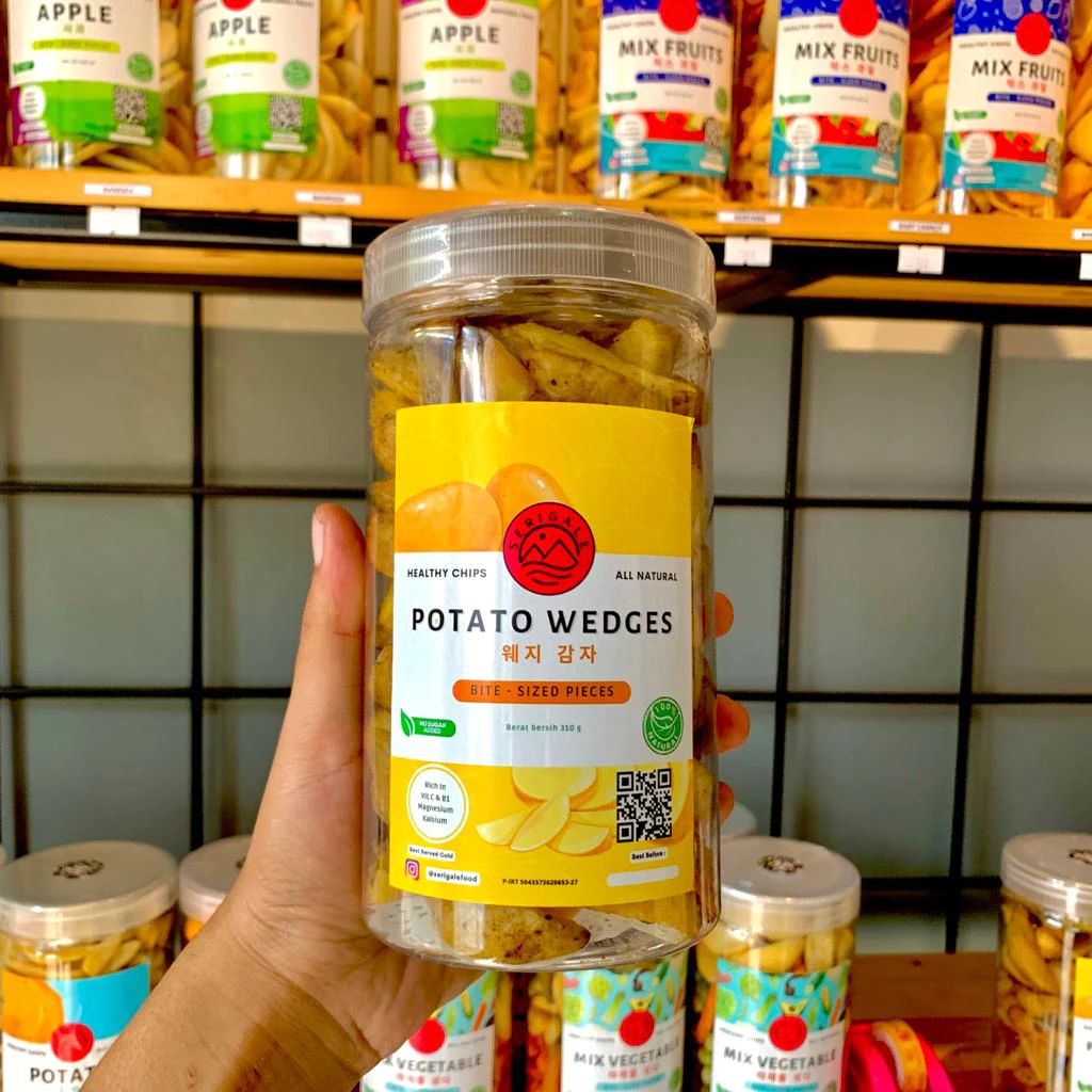 SERIGALE Keripik Kentang Wedges Gurih I Potatoes Wedges Chips Natural I Vegan MalangToples 1000ML - Gambar 5