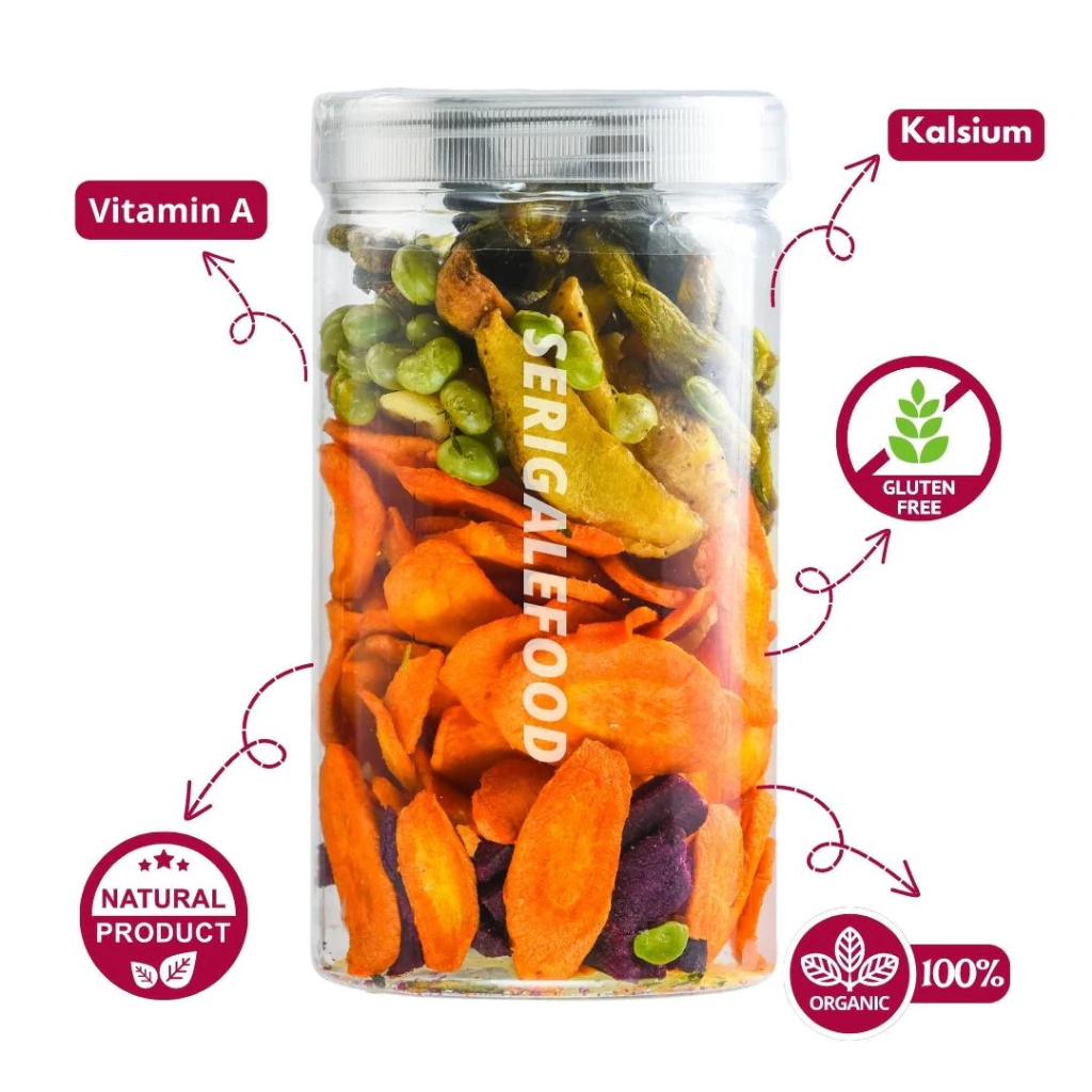 SERIGALE Keripik Mix Buah Mix Sayur Kemasan Pouch Zipplock 150 Gr I Keripik Mix Diet Sehat - Gambar 5