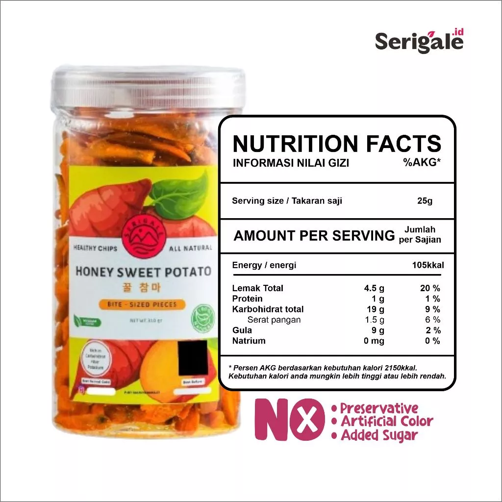 SERIGALE Keripik Ubi Madu Manis I 1000 ML Toples I Keripik Sayur Mix Premium I Camilan Diet Sehat - Gambar 5