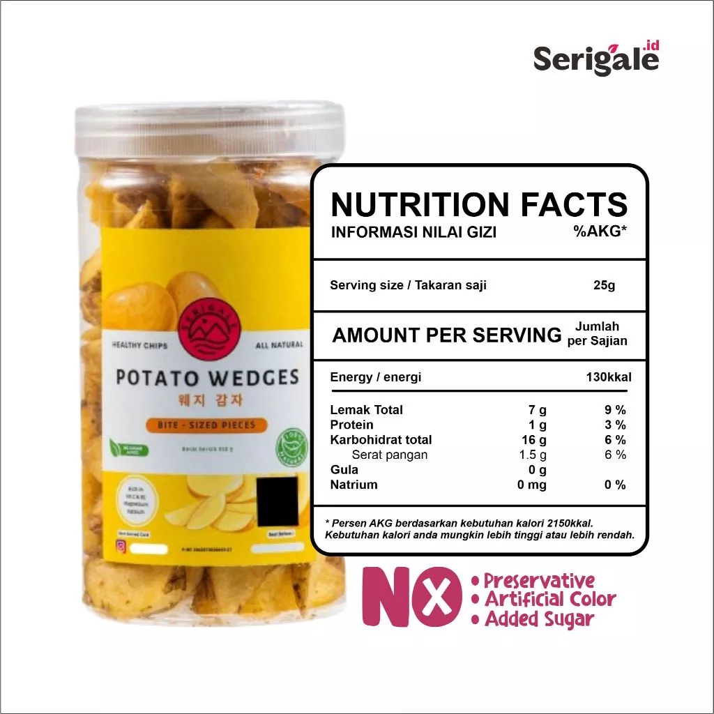 SERIGALE Keripik Sayur Kentang Atlantis Wedges I 1000ML Toples I Sayur Mix I Camilan Diet Sehat - Gambar 3