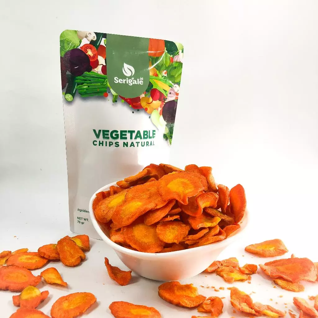 SERIGALE Keripik Sayur Mix Alami I 50 gr Pouch Ziplock I Camilan Sehat I Wortel Kentang Ubi Hemat - Gambar 4