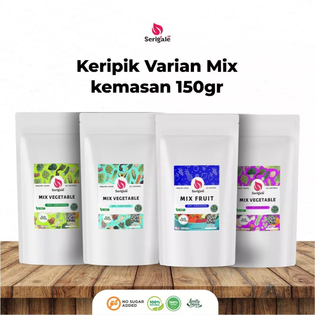 SERIGALE Keripik Mix Buah Mix Sayur Kemasan Pouch Zipplock 150 Gr I Keripik Mix Diet Sehat