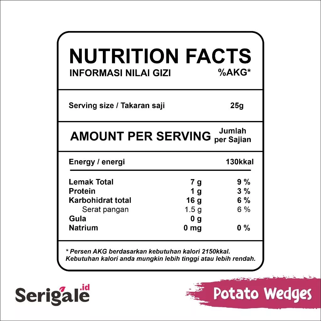 SERIGALE Keripik Sayur Kentang Wedges I Potato Chips Lezat I Vegan Natural Premium I Compact Size - Gambar 4