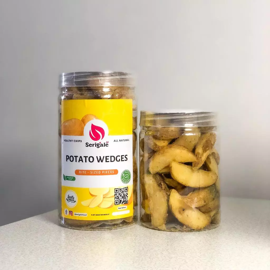 SERIGALE Keripik Kentang Wedges Gurih I Potatoes Wedges Chips Natural I Vegan MalangToples 1000ML - Gambar 7