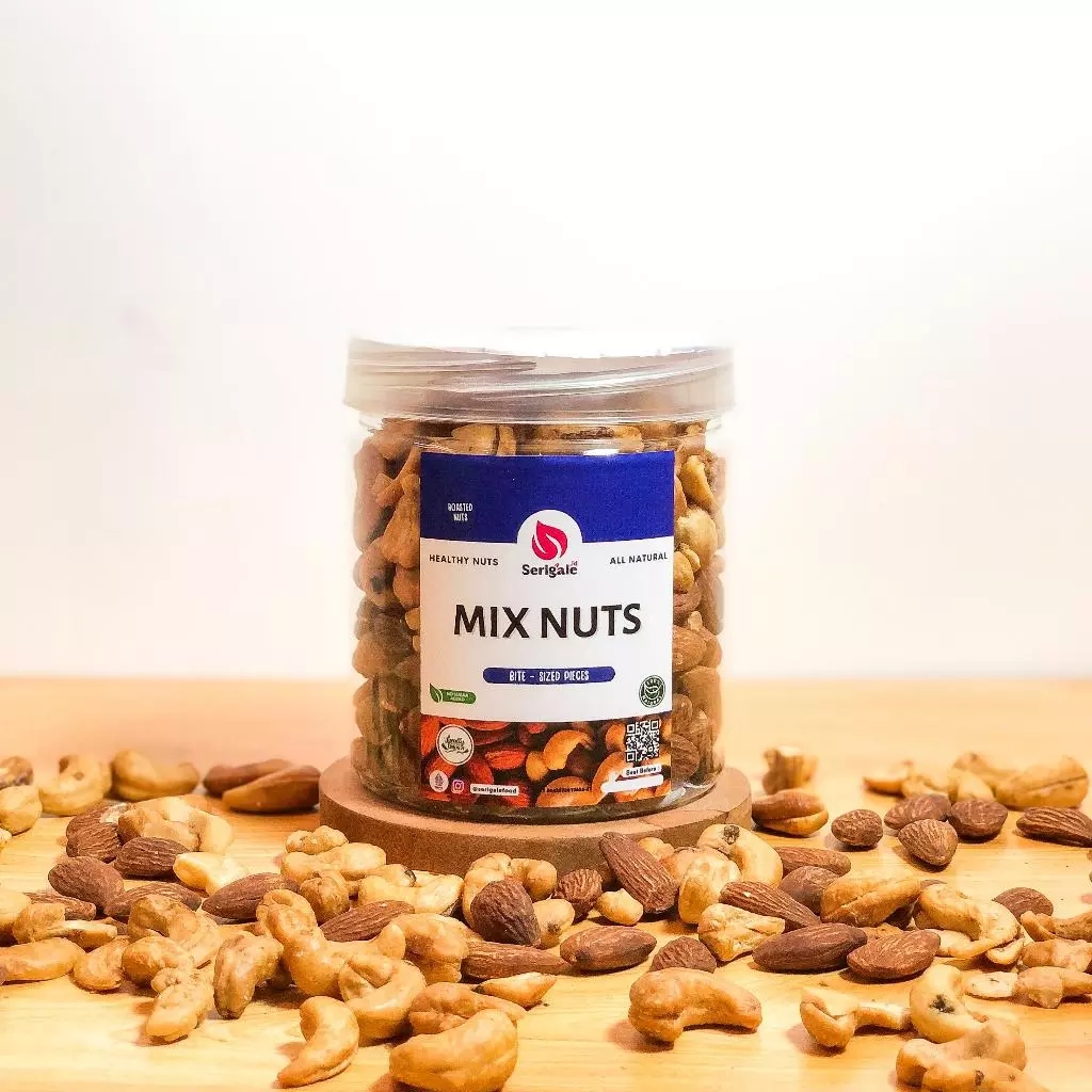 Serigale Mix Roasted Nut l Kacang Mete Almond Panggang Rendah Kalori Kemasan Toples & Composite - Gambar 2