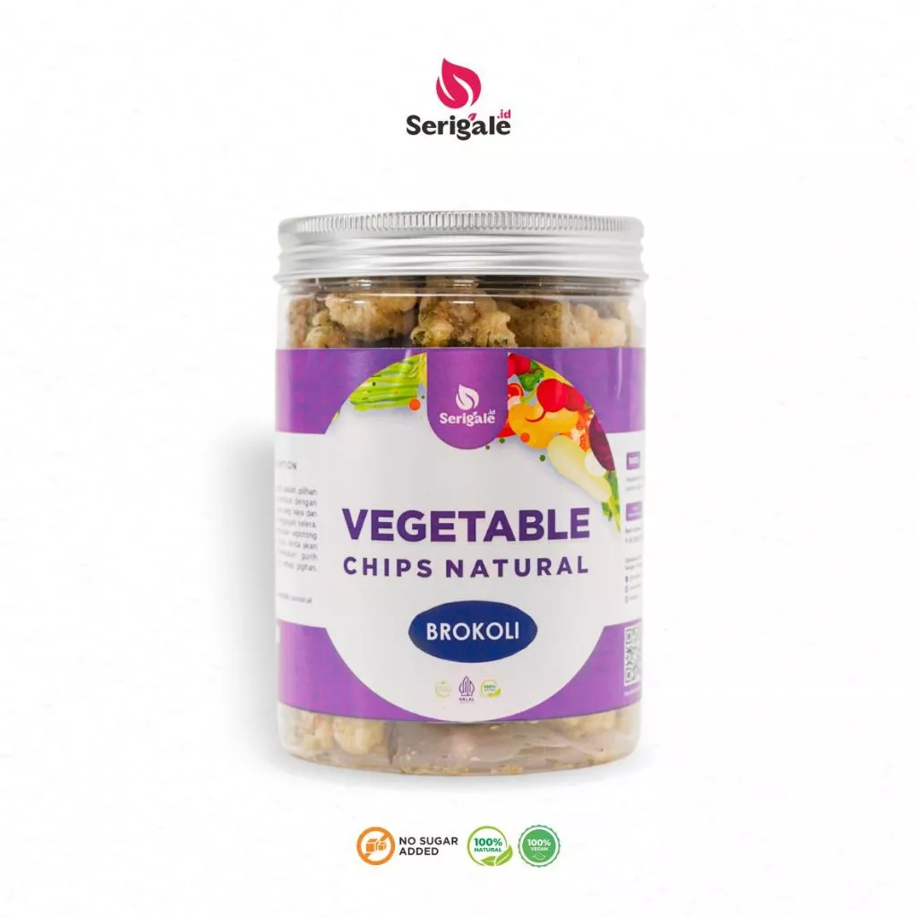 SERIGALE.ID Keripik Brokoli Vegan Hijau Segar Vegan Alami New Pack 650 ML - Gambar 3