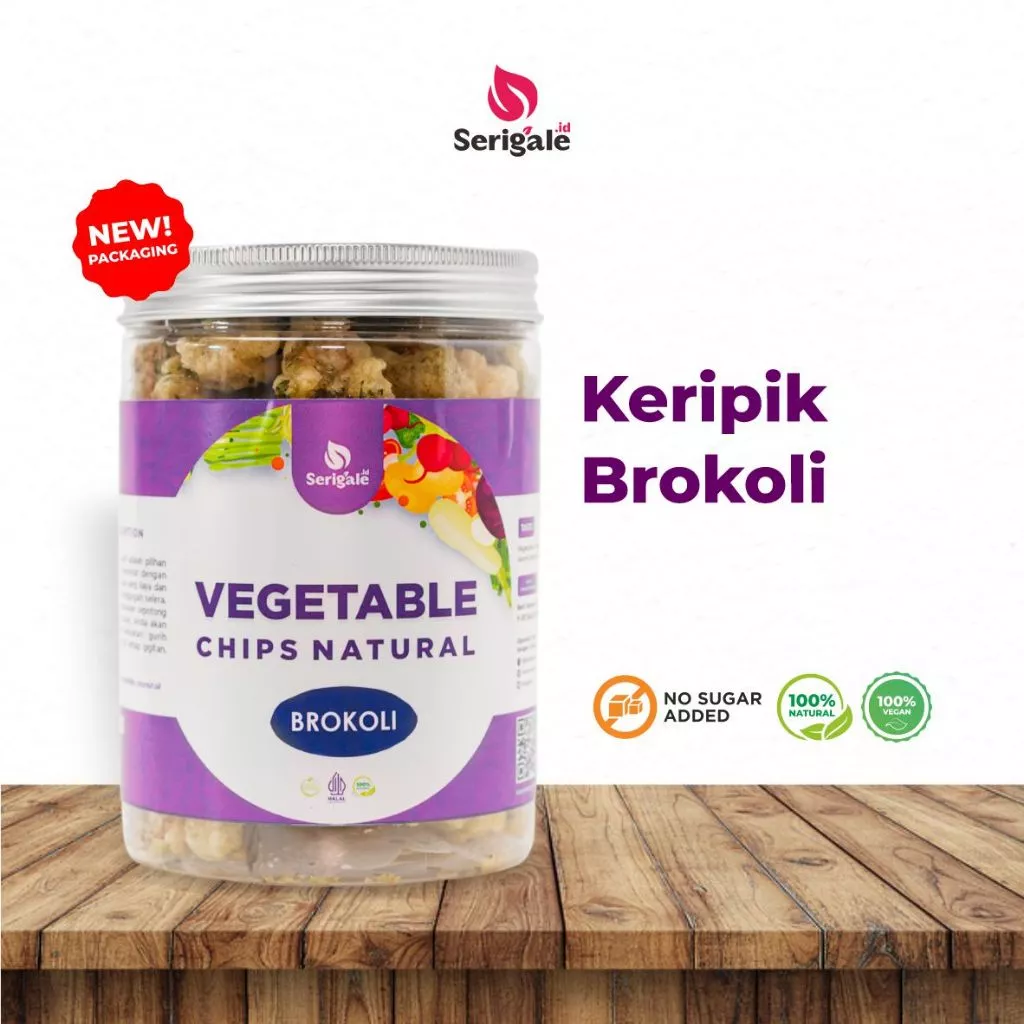 SERIGALE.ID Keripik Brokoli Vegan Hijau Segar Vegan Alami New Pack 650 ML