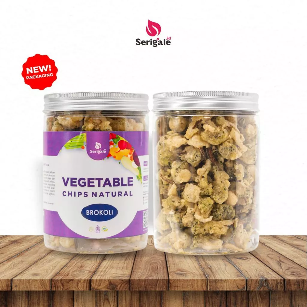 SERIGALE.ID Keripik Brokoli Vegan Hijau Segar Vegan Alami New Pack 650 ML - Gambar 2