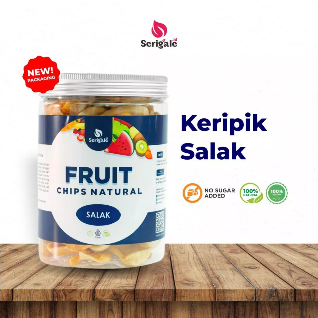SERIGALE Keripik Buah Salak I Sweet Snake Fruit Chips I Vegan Natural Super Legit I New Pack 650 ML