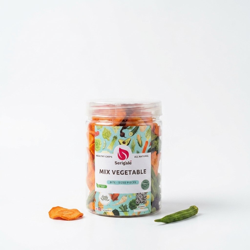 SERIGALE Keripik Sayur Mix I Kemasan 1000 ML I Wortel Kentang Okra Edamame I Camilan Sehat I Premium - Gambar 8