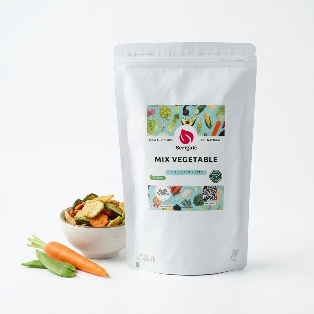 SERIGALE Keripik Sayur Mix I Kemasan 1000 ML I Wortel Kentang Okra Edamame I Camilan Sehat I Premium - Gambar 9
