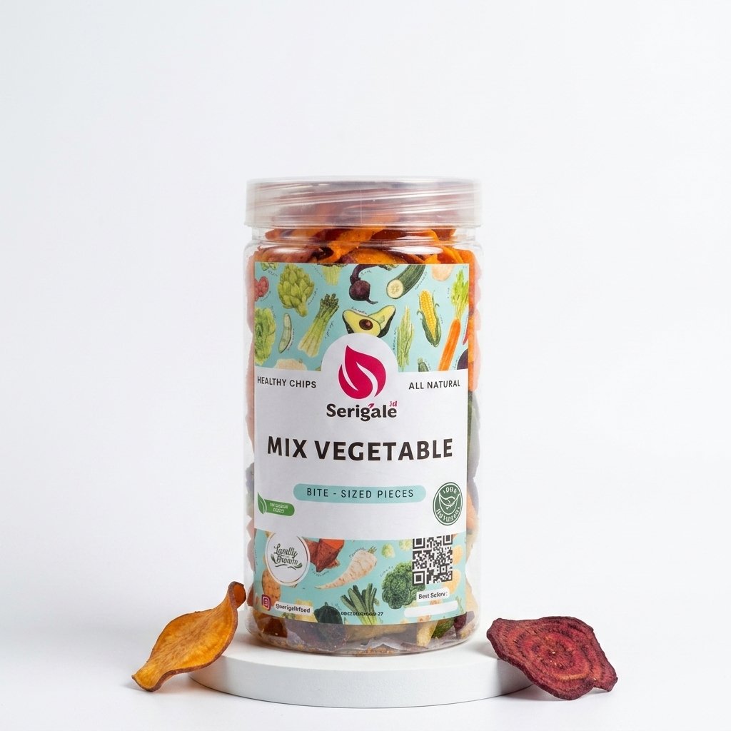 SERIGALE Keripik Sayur Mix I Kemasan 1000 ML I Wortel Kentang Okra Edamame I Camilan Sehat I Premium - Gambar 7