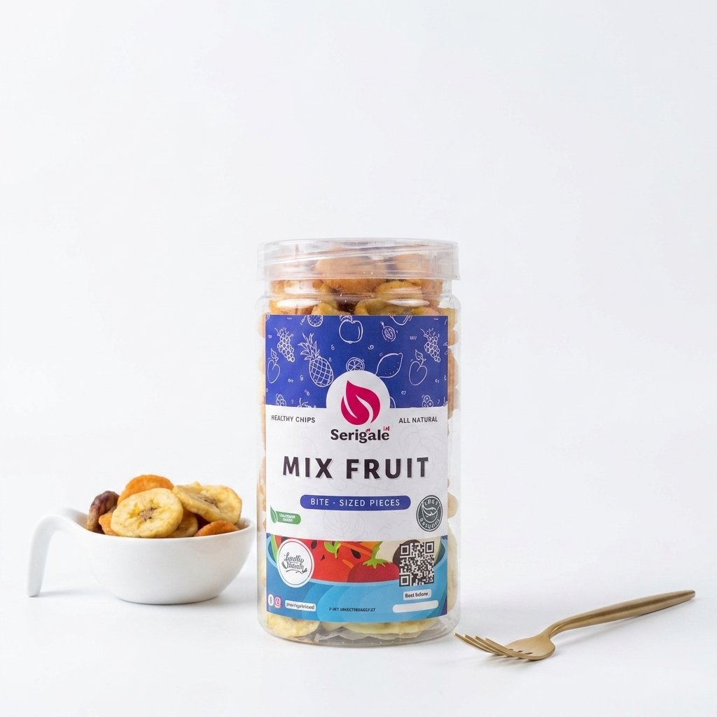 SERIGALE Keripik Buah Mix I Kemasan 1000 ML I Rambak Pisang Apel Nangka Nanas Pepaya I Sehat Premium - Gambar 2
