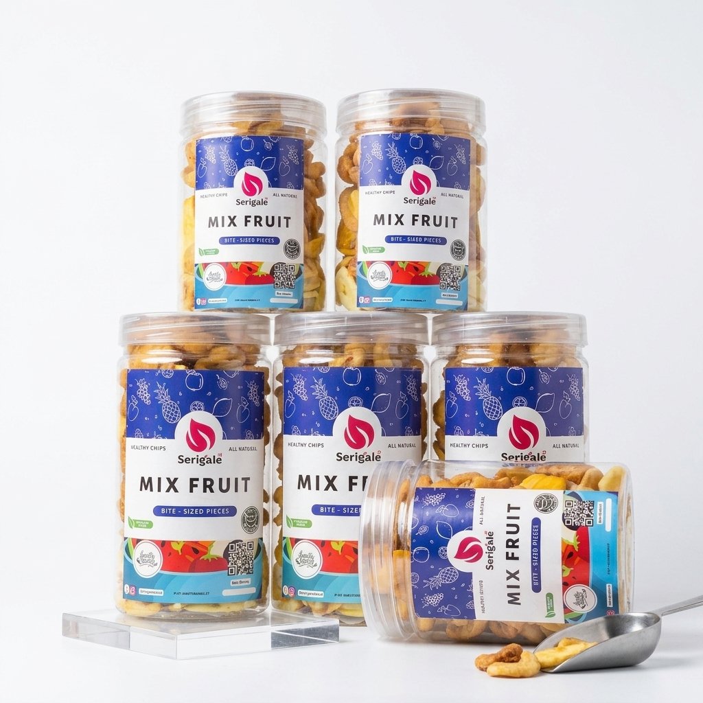 SERIGALE Keripik Buah Mix I Kemasan 1000 ML I Rambak Pisang Apel Nangka Nanas Pepaya I Sehat Premium - Gambar 8