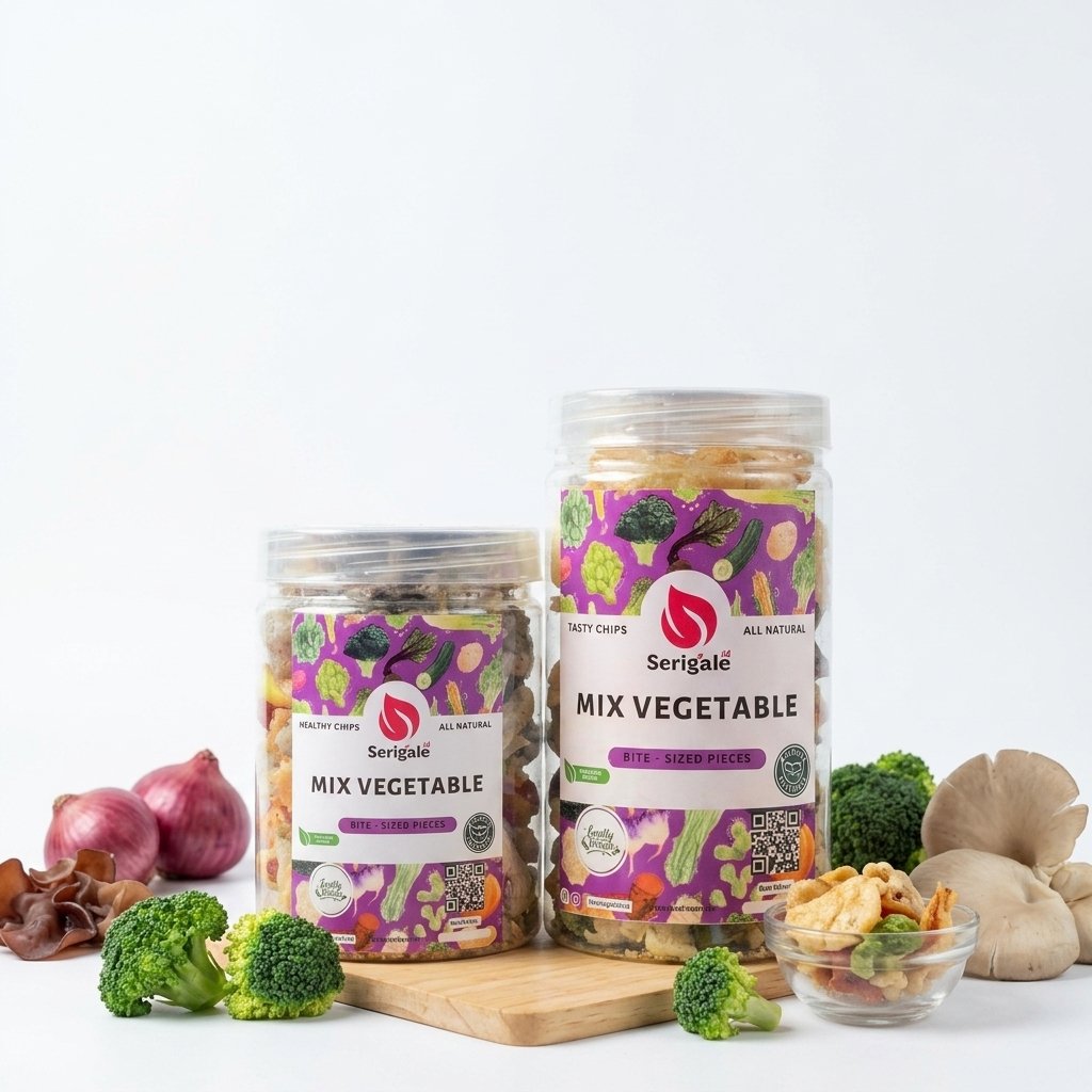 SERIGALE Keripik Sayur Mix Gurih I Kemasan 1000 ML I Paprika Brokoli Bawang Bombay Jamur I Premium